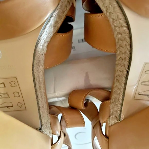 OFFICE LONDON REAL LEATHER HEEL PLATFORM SANDALS SIZE 7 TAN/MUSTARD EXC CONDITON - Picture 7 of 7